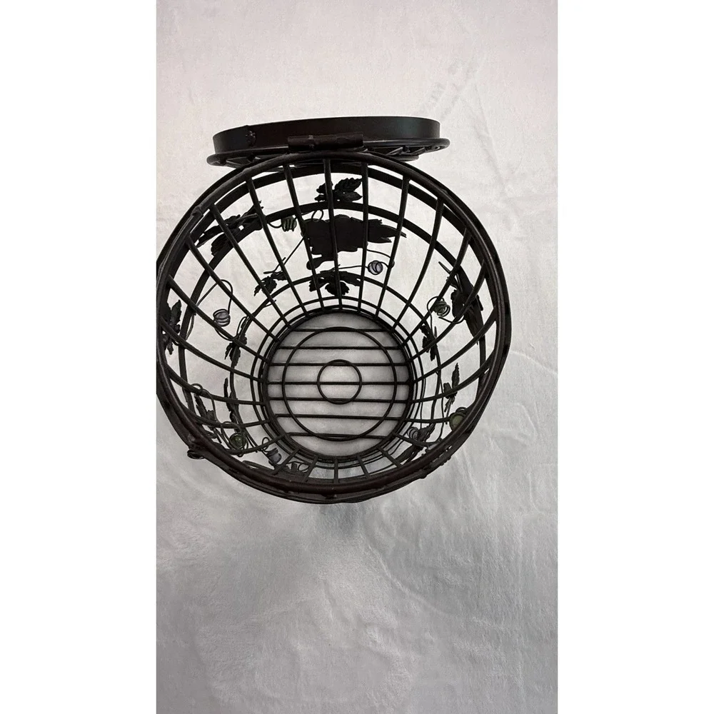 Epic Wine Cork Barrel Cage~ Brown Metal With Grapevine & Bead Accents